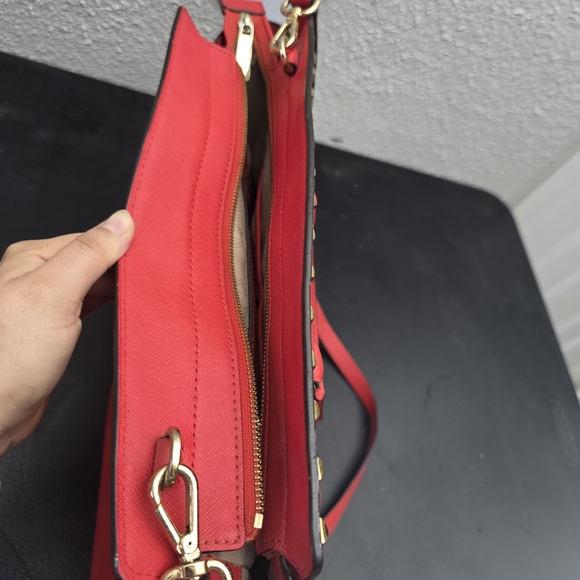 Michael Kors Red Studded Tote Purse with Crossbody Strap